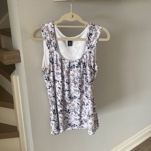 White House Black Market Tank Blouse | Neutral Floral print | Office wear | Work